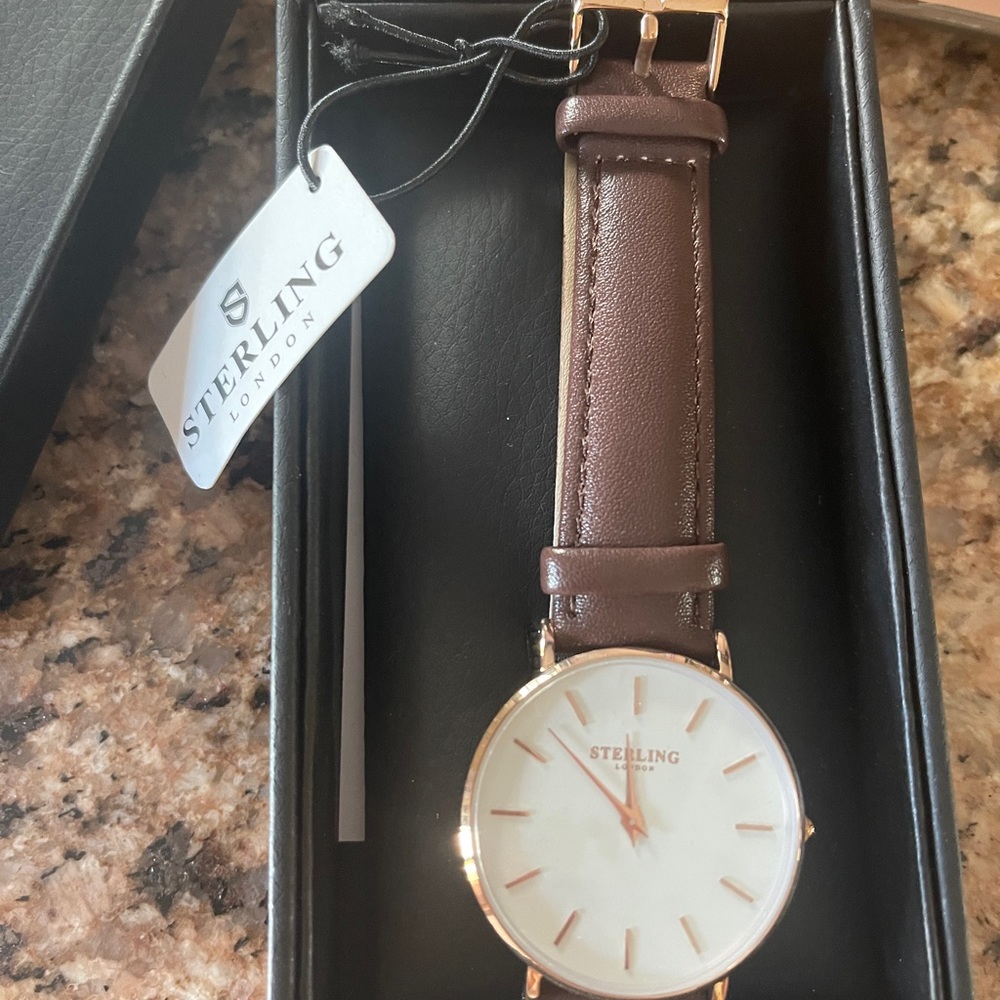 Women’s brown leather Sterling watch new with tags